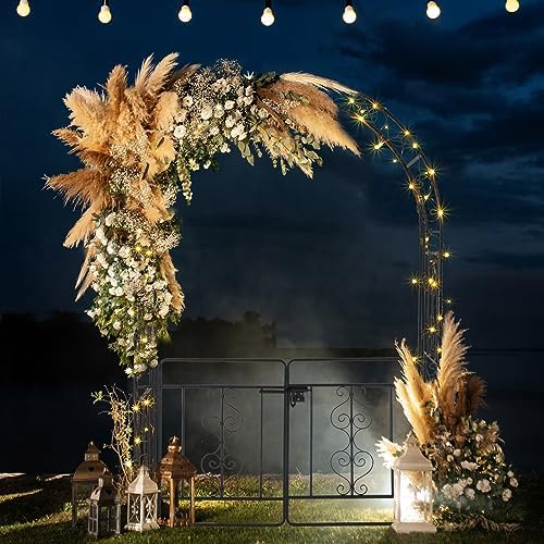 7FT Black Metal Garden Arch Arbor with Gate, alternate view 2