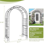 7FT Black Metal Garden Arch Arbor with Gate, alternate view 3