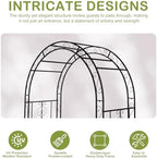 7FT Black Metal Garden Arch Arbor with Gate, alternate view 6
