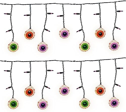 7FT Halloween Eyeball Curtain Lights, 25 LED Bulbs, Plug in in Multicolor Eyeball