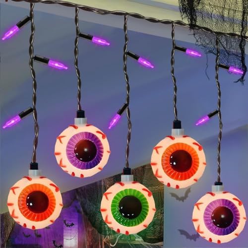 7FT Halloween Eyeball Curtain Lights, 25 LED Bulbs, Plug in in Multicolor Eyeball, alternate view 5