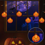 7FT Halloween Pumpkin Curtain Lights, 25 LED Bulbs, Plug in in Orange Pumpkin