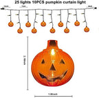 7FT Halloween Pumpkin Curtain Lights, 25 LED Bulbs, Plug in in Orange Pumpkin, alternate view 2