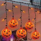 7FT Halloween Pumpkin Curtain Lights, 25 LED Bulbs, Plug in in Orange Pumpkin, alternate view 3