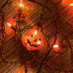 7FT Halloween Pumpkin Curtain Lights, 25 LED Bulbs, Plug in in Orange Pumpkin, alternate view 6