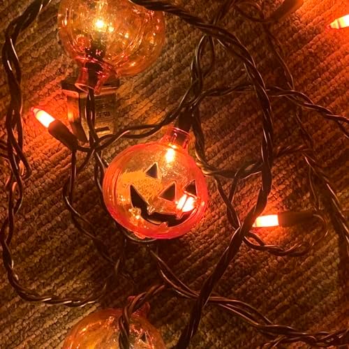 7FT Halloween Pumpkin Curtain Lights, 25 LED Bulbs, Plug in in Orange Pumpkin, alternate view 6