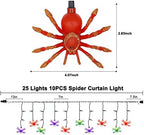 7FT Halloween Spider Curtain Lights, 25 LED Bulbs, Plug in in Multicolor Spider, alternate view 2
