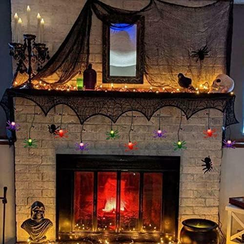 7FT Halloween Spider Curtain Lights, 25 LED Bulbs, Plug in in Multicolor Spider, alternate view 3
