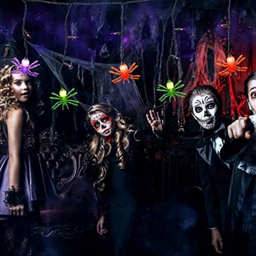 7FT Halloween Spider Curtain Lights, 25 LED Bulbs, Plug in in Multicolor Spider, alternate view 6