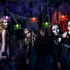 7FT Halloween Spider Curtain Lights, 25 LED Bulbs, Plug in in Multicolor Spider, alternate view 6