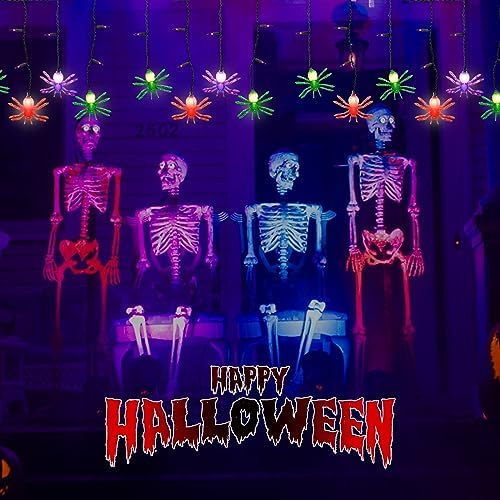 7FT Halloween Spider Curtain Lights, 25 LED Bulbs, Plug in in Multicolor Spider, alternate view 7