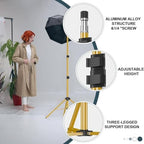 7Ft Light Stand for Photography, Speedlight, Softbox 2 Pack-Gold, alternate view 3