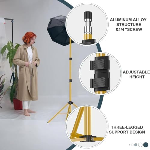 7Ft Light Stand for Photography, Speedlight, Softbox 2 Pack-Gold, alternate view 3