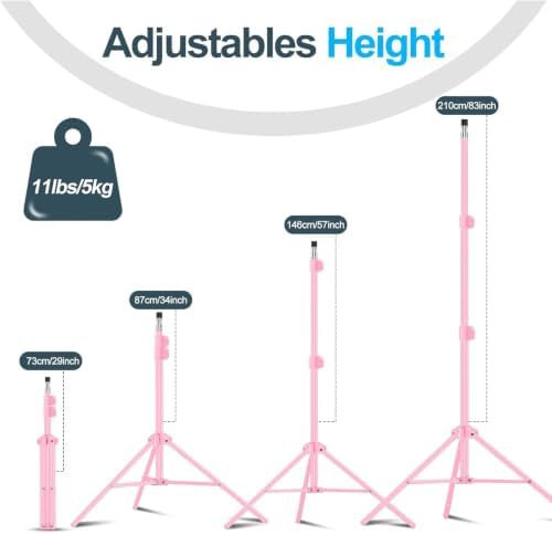 7Ft Light Stand for Photography, Speedlight, Softbox 2 Pack-Pink, alternate view 2