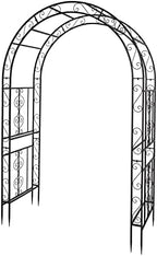 7FT Metal Garden Arch Arbor, Black Trellis Frame