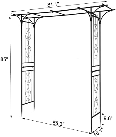7FT Metal Garden Arch Trellis, Heavy Duty Metal Garden Arbor with Stakes for Climbing Plants Outdoor Patio, alternate view 4