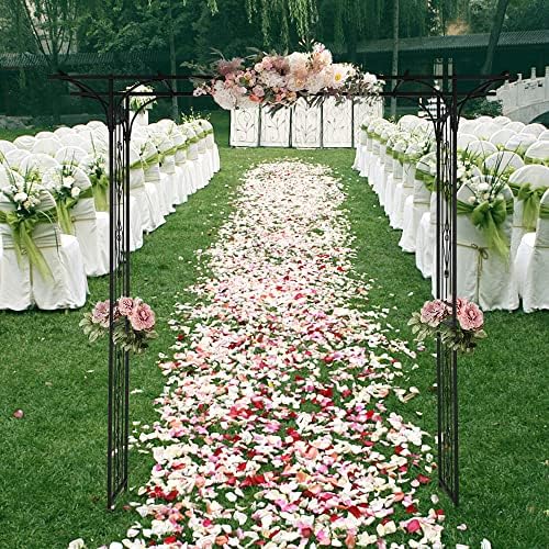 7FT Metal Garden Arch Trellis, Heavy Duty Metal Garden Arbor with Stakes for Climbing Plants Outdoor Patio, alternate view 5