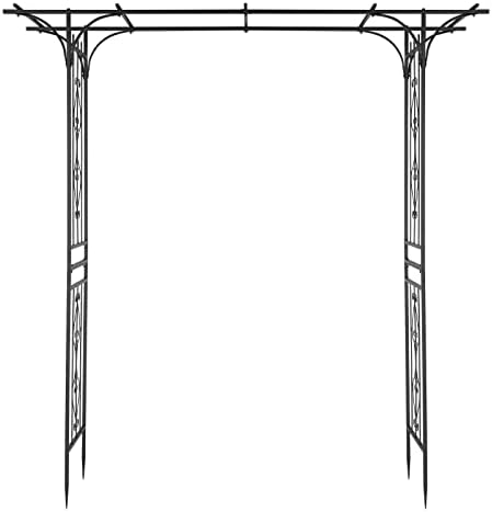 7FT Metal Garden Arch Trellis, Heavy Duty Metal Garden Arbor with Stakes for Climbing Plants Outdoor Patio, alternate view 6