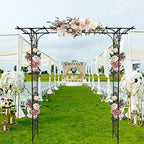 7FT Metal Garden Arch Trellis, Heavy Duty Metal Garden Arbor with Stakes for Climbing Plants Outdoor Patio, alternate view 2