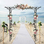 7FT Metal Garden Arch Trellis, Heavy Duty Metal Garden Arbor with Stakes for Climbing Plants Outdoor Patio, alternate view 3