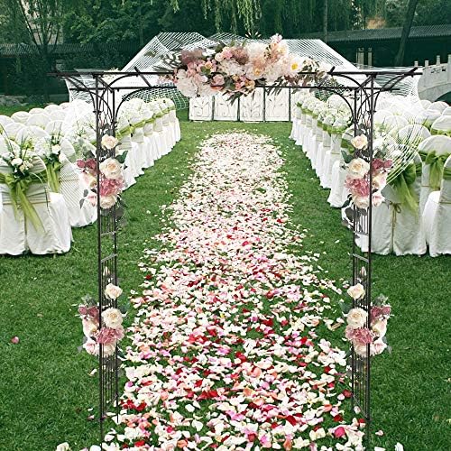 7FT Metal Garden Arch Trellis, Heavy Duty Metal Garden Arbor with Stakes for Climbing Plants Outdoor Patio, alternate view 5