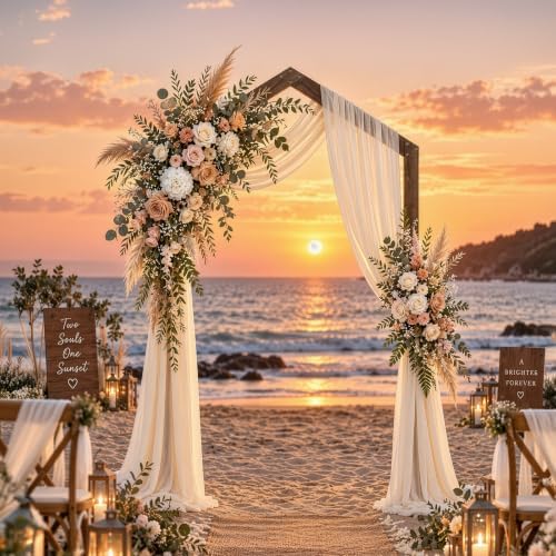 7FT Wooden Wedding Arch, A‐Shaped Wooden Arch Backdrop Stand, for Ceremony, Wedding, Party, Garden, Beach Decor, alternate