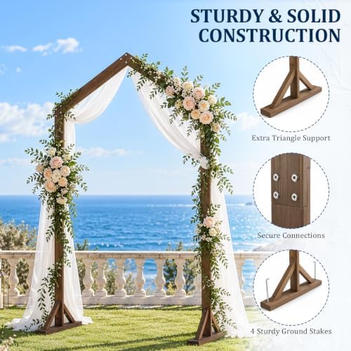 7FT Wooden Wedding Arch, A‐Shaped Wooden Arch Backdrop Stand, for Ceremony, Wedding, Party, Garden, Beach Decor, alternate