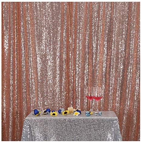 7FT x 7FT Rose Gold Sequin Photography Backdrop Curtain for Party Decoration, Rose Gold in 7x7 ft in Rose Gold
