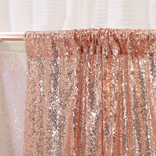 7FT x 7FT Rose Gold Sequin Photography Backdrop Curtain for Party Decoration, Rose Gold in 7x7 ft in Rose Gold, alternate