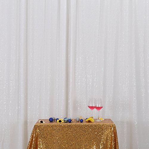 7FT x 7FT Sequin Photography Backdrop Curtain for Party Decoration, White in 7x7 ft in White