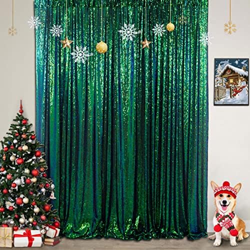 7FTx7FT Iridescent Green Sequin Backdrop