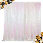 7FTX7FT Iridescent White Sequin Backdrop | Glitter Wedding Photo Booth Background | Sparkly Shimmer Baby Shower
