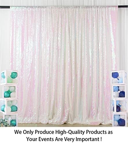 7FTX7FT Iridescent White Sequin Backdrop | Glitter Wedding Photo Booth Background | Sparkly Shimmer Baby Shower, alternate