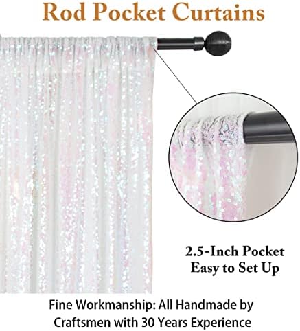 7FTX7FT Iridescent White Sequin Backdrop | Glitter Wedding Photo Booth Background | Sparkly Shimmer Baby Shower, alternate