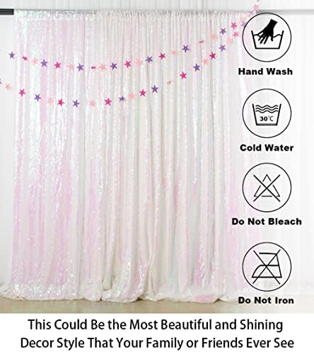 7FTX7FT Iridescent White Sequin Backdrop | Glitter Wedding Photo Booth Background | Sparkly Shimmer Baby Shower, alternate