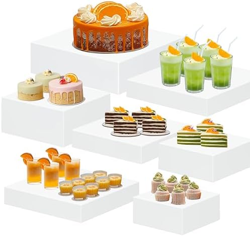 7PCS Buffet Risers, Acrylic Food Risers for Buffet Table, Nesting Risers Display Stand Shelf for Party Catering