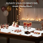 7PCS Buffet Risers, Acrylic Food Risers for Buffet Table, Nesting Risers Display Stand Shelf for Party Catering, alternate