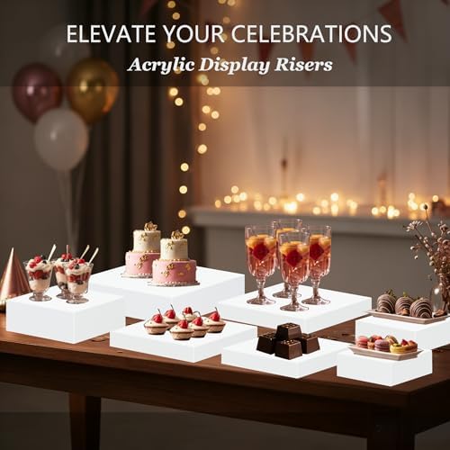 7PCS Buffet Risers, Acrylic Food Risers for Buffet Table, Nesting Risers Display Stand Shelf for Party Catering, alternate