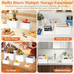 7Pcs White Acrylic Buffet Risers with Mini Sign and Marker, Food Display Risers for Party Catering Dessert, alternate view 5