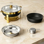 7QT Black Gold Chafing Dishes for Buffet, 4 Pack Maifanite-Coated Chafer in Black, alternate view 2