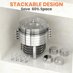 7QT Chafing Dishes for Buffet 2 Pack Silver Round Chafer Set, alternate view 4
