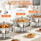 7QT Chafing Dishes for Buffet 2 Pack Silver Round Chafer Set, alternate view 5