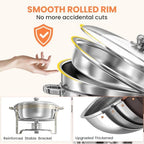 7QT Chafing Dishes for Buffet 2 Pack Silver Round Chafer Set, alternate view 6