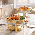 7QT Gold Chafing Dishes for Buffet, 2 Pack Round Chafer Set