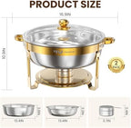 7QT Gold Chafing Dishes for Buffet, 2 Pack Round Chafer Set, alternate view 2