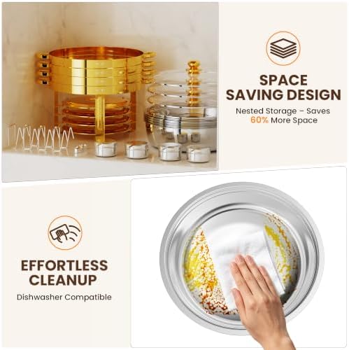 7QT Gold Chafing Dishes for Buffet, 2 Pack Round Chafer Set, alternate view 5