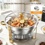 7QT Round Chafing Dishes for Buffet, 2 Pack Gold Chafer Set, alternate view 5