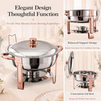 7QT Round Chafing Dishes for Buffet, 2 Pack, Rose Gold Accent, alternate view 2