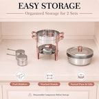 7QT Round Chafing Dishes for Buffet, 2 Pack, Rose Gold Accent, alternate view 5