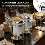 7QT Soup Chafer for Buffet 2 Pack,100% Pre-Installed Stainless Steel Round Soup Warmer with Upgraded Lid Holder, alternate